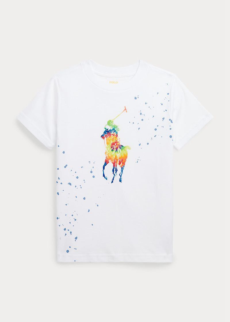 ラルフ ローレン T シャツ ボーイ 白 1.5-6 年 Tie-dye Big Pony コットン ジャージー KFEXZ0837